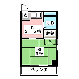シャンポール藤美 1Kの間取図画像