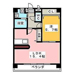 パセオ吹上 1LDKの間取図画像