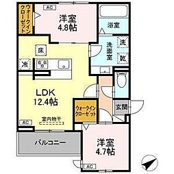 ルヴィータ川名 2LDKの間取図画像