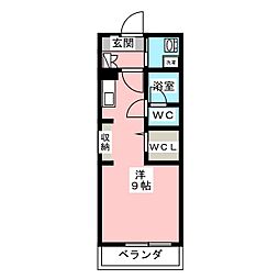 L'Allure ワンルームの間取図画像