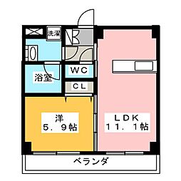 クレールシティ御器所 1LDKの間取図画像
