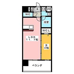 エルミタージュ桜山 1LDKの間取図画像