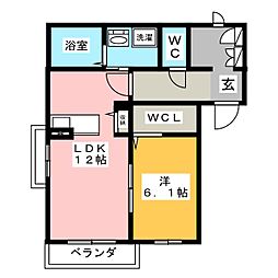 アッシュ吹上 1LDKの間取図画像