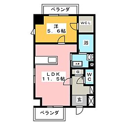 レーベン御器所 1LDKの間取図画像