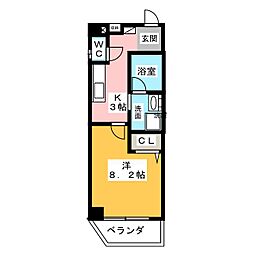 スカイコート阿由知通 1Kの間取図画像