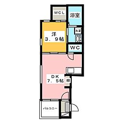 ラ・フィーユ御器所 1DKの間取図画像