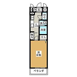 クレド桜山 1Kの間取図画像