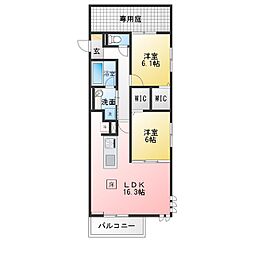 名古屋市昭和区広路本町6丁目アパート 2LDKの間取図画像