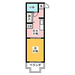 サンハイツ太田 1DKの間取図画像