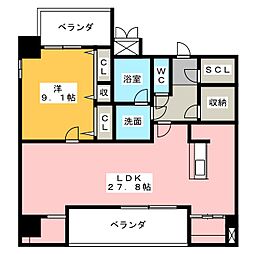 サニーストン瑞穂 1SLDKの間取図画像