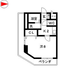 サンドリヨンゴキソ 1Kの間取図画像