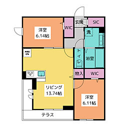 クープレット石川橋 2LDKの間取図画像