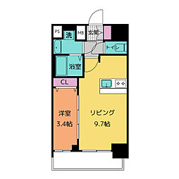 プレサンス桜山駅前アフォード 1LDKの間取図画像