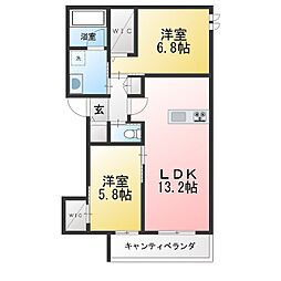 Mio Terrace Mizuho 2LDKの間取図画像