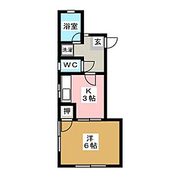 大宝ハイツ 1Kの間取図画像