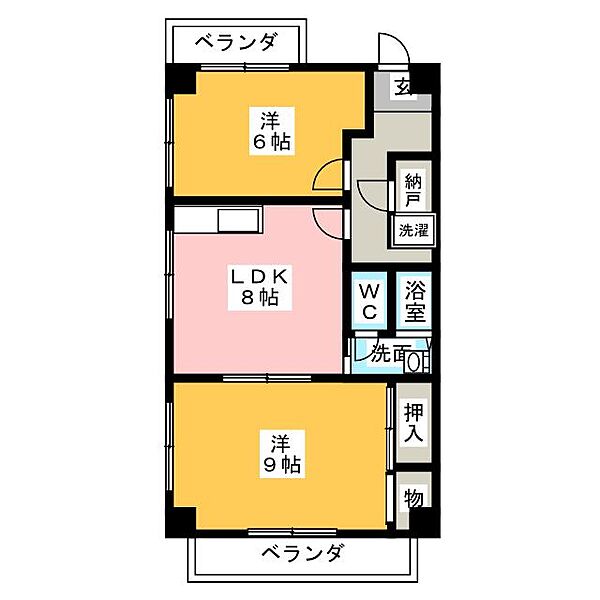 アーバンハイツ立花 ｜愛知県名古屋市中区橘１丁目(賃貸マンション2LDK・2階・49.00㎡)の写真 その2