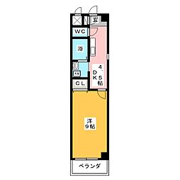 サンコート日比野 3階1DKの間取り