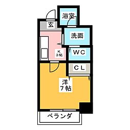 ＡＣＴＹ白鳥 2階1Kの間取り