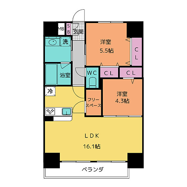 ハイドランジア東別院 203｜愛知県名古屋市中区平和２丁目(賃貸マンション2LDK・2階・63.48㎡)の写真 その2