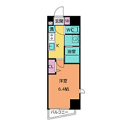 ラグゼナ上前津 8階1Kの間取り