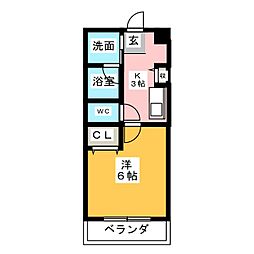 グランイル丹後 1Kの間取図画像