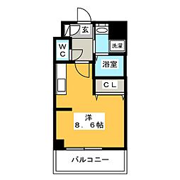 パルティール金山 ワンルームの間取図画像