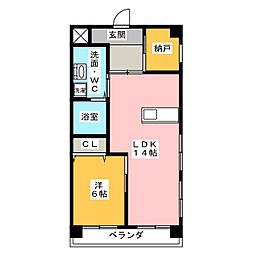 ハイツ西郊第一明輝ビル 1SLDKの間取図画像