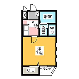アムール金山 1Kの間取図画像