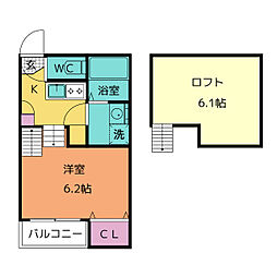 シャルムコーポ尾頭橋 1Kの間取図画像