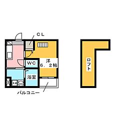 ブルームヒル花塚 1Kの間取図画像