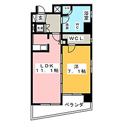 レインボーピア八熊 1LDKの間取図画像