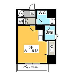 プリヴィアーレ金山 ワンルームの間取図画像