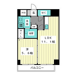 ラシュレ大須 1LDKの間取図画像