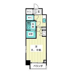 アデグランツ上前津 1Kの間取図画像