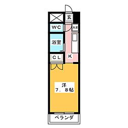 ヴィラ・タカクラ ワンルームの間取図画像