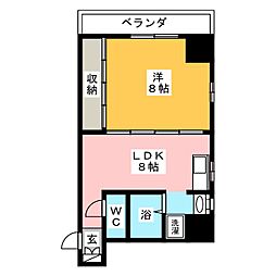 レジデンシア東別院 1LDKの間取図画像