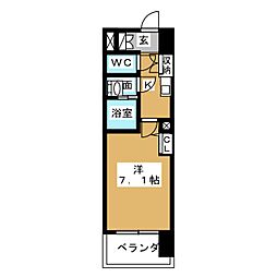 ラドゥセール山王 1Kの間取図画像