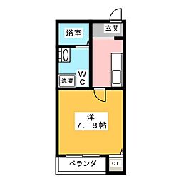 シャルム2 1Kの間取図画像