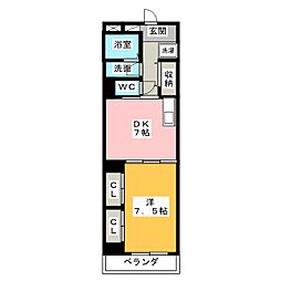 センチュリーパーク八熊 1DKの間取図画像