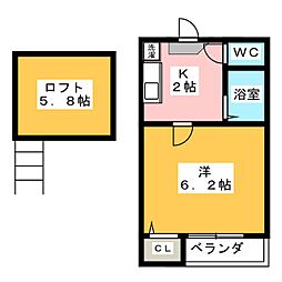 Kspace東別院 1Kの間取図画像