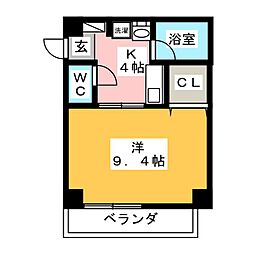 アベニュー野立 1Kの間取図画像