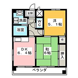 サンデンハイツ金山 2DKの間取図画像