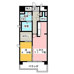 ヒルズ橘の杜 1LDKの間取図画像