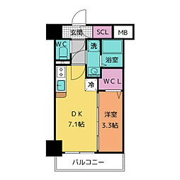 S-RESIDENCE神宮西駅前ascent 1DKの間取図画像