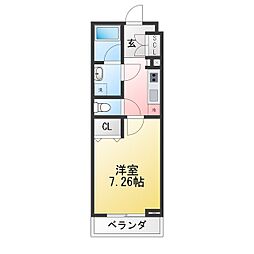 リシェス名古屋ウエスト 1Kの間取図画像