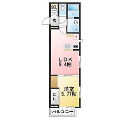 名古屋市中川区元中野町3丁目アパート 1LDKの間取図画像