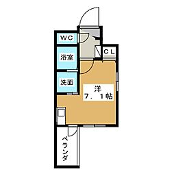 プレミアムコート名古屋金山インテルノ 1Kの間取図画像