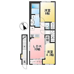 ロベリア 2LDKの間取図画像