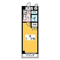 changu2金山 1Kの間取図画像