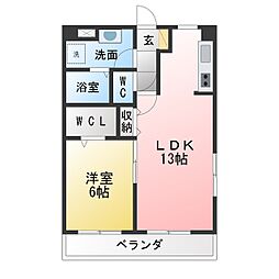 レーベンハイム 1LDKの間取図画像
